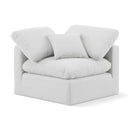  Manufacturer Color_White -- Indulge White Linen Textured Fabric Upholstered Modular Corner Chair IMAGE 1