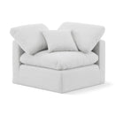 Meridian Indulge White Linen Textured Fabric Corner Chair IMAGE 1