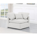  Manufacturer Color_White -- Indulge White Linen Textured Fabric Upholstered Modular Corner Chair IMAGE 2