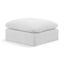  Manufacturer Color_White -- Indulge White Linen Textured Fabric Upholstered Modular Ottoman IMAGE 1