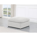 Meridian Indulge White Linen Textured Fabric Ottoman IMAGE 2