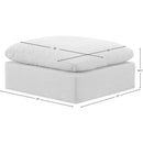 Meridian Indulge White Linen Textured Fabric Ottoman IMAGE 5