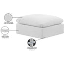 Meridian Indulge White Linen Textured Fabric Ottoman IMAGE 6