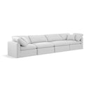  Manufacturer Color_White -- Indulge 140" White Linen Textured Fabric Upholstered 4 pc Modular Sofa IMAGE 1