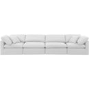  Manufacturer Color_White -- Indulge 140" White Linen Textured Fabric Upholstered 4 pc Modular Sofa IMAGE 4