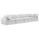  Manufacturer Color_White -- Indulge 140" White Linen Textured Fabric Upholstered 4 pc Modular Sofa IMAGE 8