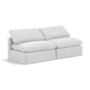  Manufacturer Color_White -- Indulge 70" White Linen Textured Fabric Upholstered 2 pc Armless Modular Loveseat IMAGE 1