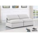  Manufacturer Color_White -- Indulge 70" White Linen Textured Fabric Upholstered 2 pc Armless Modular Loveseat IMAGE 2