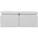  Manufacturer Color_White -- Indulge 70" White Linen Textured Fabric Upholstered 2 pc Armless Modular Loveseat IMAGE 3
