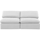  Manufacturer Color_White -- Indulge 70" White Linen Textured Fabric Upholstered 2 pc Armless Modular Loveseat IMAGE 4
