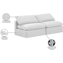  Manufacturer Color_White -- Indulge 70" White Linen Textured Fabric Upholstered 2 pc Armless Modular Loveseat IMAGE 8