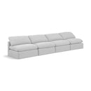  Manufacturer Color_White -- Indulge 140" White Linen Textured Fabric Upholstered 4 pc Armless Modular Sofa IMAGE 1