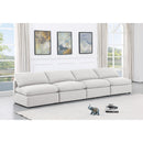  Manufacturer Color_White -- Indulge 140" White Linen Textured Fabric Upholstered 4 pc Armless Modular Sofa IMAGE 2