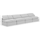  Manufacturer Color_White -- Indulge 140" White Linen Textured Fabric Upholstered 4 pc Armless Modular Sofa IMAGE 7