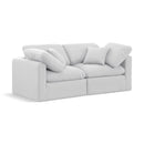  Manufacturer Color_White -- Indulge 70" White Linen Textured Fabric Upholstered 2 pc Modular Loveseat IMAGE 1