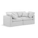 Meridian Indulge White Linen Textured Fabric Modular Sofa IMAGE 1