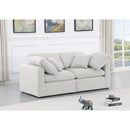  Manufacturer Color_White -- Indulge 70" White Linen Textured Fabric Upholstered 2 pc Modular Loveseat IMAGE 2