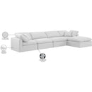  Manufacturer Color_White -- Indulge 140" White Linen Textured Fabric Upholstered 5 pc Modular Sectional IMAGE 10