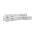  Manufacturer Color_White -- Indulge 140" White Linen Textured Fabric Upholstered 5 pc Modular Sectional IMAGE 1