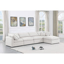  Manufacturer Color_White -- Indulge 140" White Linen Textured Fabric Upholstered 5 pc Modular Sectional IMAGE 2