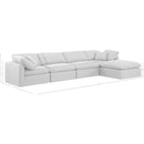  Manufacturer Color_White -- Indulge 140" White Linen Textured Fabric Upholstered 5 pc Modular Sectional IMAGE 9