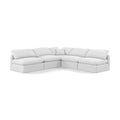  Manufacturer Color_White -- Indulge 105" White Linen Textured Fabric Upholstered 5 pc Modular Sectional IMAGE 1