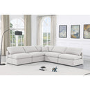  Manufacturer Color_White -- Indulge 105" White Linen Textured Fabric Upholstered 5 pc Modular Sectional IMAGE 2