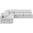  Manufacturer Color_White -- Indulge 105" White Linen Textured Fabric Upholstered 5 pc Modular Sectional IMAGE 4