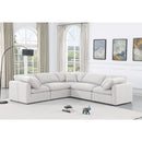  Manufacturer Color_White -- Indulge 105" White Linen Textured Fabric Upholstered 5 pc Modular Sectional IMAGE 2