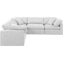  Manufacturer Color_White -- Indulge 105" White Linen Textured Fabric Upholstered 5 pc Modular Sectional IMAGE 4
