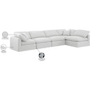  Manufacturer Color_White -- Indulge 140" White Linen Textured Fabric Upholstered 5 pc Modular Sectional IMAGE 10