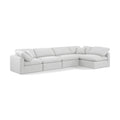  Manufacturer Color_White -- Indulge 140" White Linen Textured Fabric Upholstered 5 pc Modular Sectional IMAGE 1