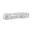  Manufacturer Color_White -- Indulge 140" White Linen Textured Fabric Upholstered 5 pc Modular Sectional IMAGE 1
