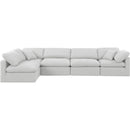 Manufacturer Color_White -- Indulge 140" White Linen Textured Fabric Upholstered 5 pc Modular Sectional IMAGE 4