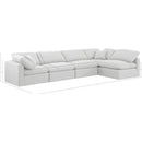  Manufacturer Color_White -- Indulge 140" White Linen Textured Fabric Upholstered 5 pc Modular Sectional IMAGE 9
