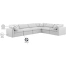  Manufacturer Color_White -- Indulge 140" White Linen Textured Fabric Upholstered 6 pc Modular Sectional IMAGE 10