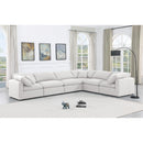  Manufacturer Color_White -- Indulge 140" White Linen Textured Fabric Upholstered 6 pc Modular Sectional IMAGE 2