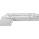 Manufacturer Color_White -- Indulge 140" White Linen Textured Fabric Upholstered 6 pc Modular Sectional IMAGE 4