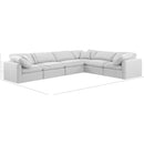  Manufacturer Color_White -- Indulge 140" White Linen Textured Fabric Upholstered 6 pc Modular Sectional IMAGE 9