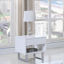 705697 ATCHISON 1-DRAWER RECTANGULAR END TABLE WHITE HIGH GLOSS