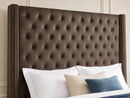 HH224-Brown Velvet Diamonds Queen Bed