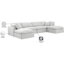  Manufacturer Color_White -- Indulge 140" White Linen Textured Fabric Upholstered 6 pc Modular Sectional IMAGE 10