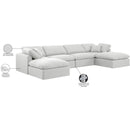  Meridian Indulge 140" White Linen Textured Fabric Upholstered 6 pc Modular Sectional IMAGE 10