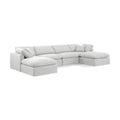  Manufacturer Color_White -- Indulge 140" White Linen Textured Fabric Upholstered 6 pc Modular Sectional IMAGE 1