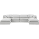 Manufacturer Color_White -- Indulge 140" White Linen Textured Fabric Upholstered 6 pc Modular Sectional IMAGE 4