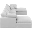  Manufacturer Color_White -- Indulge 140" White Linen Textured Fabric Upholstered 6 pc Modular Sectional IMAGE 5