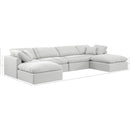  Meridian Indulge 140" White Linen Textured Fabric Upholstered 6 pc Modular Sectional IMAGE 9