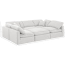  Manufacturer Color_White -- Indulge 105" White Linen Textured Fabric Upholstered 6 pc Modular Sectional IMAGE 9