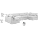  Manufacturer Color_White -- Indulge 140" White Linen Textured Fabric Upholstered 6 pc Modular Sectional IMAGE 10