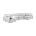  Manufacturer Color_White -- Indulge 140" White Linen Textured Fabric Upholstered 6 pc Modular Sectional IMAGE 1